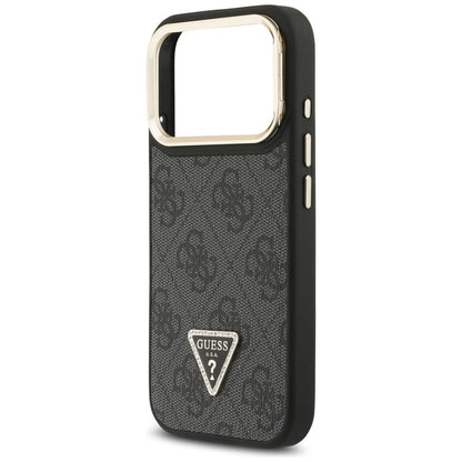 Etui MagSafe dla Apple iPhone 17 Pro, Guess, 4G Triangle Logo with Stand Camera, Czarne Złote