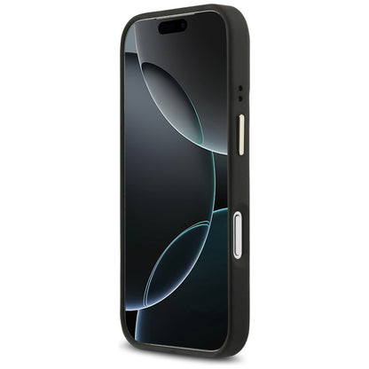 Etui MagSafe dla Apple iPhone 17 Pro, Guess, 4G Triangle Logo with Stand Camera, Czarne Złote