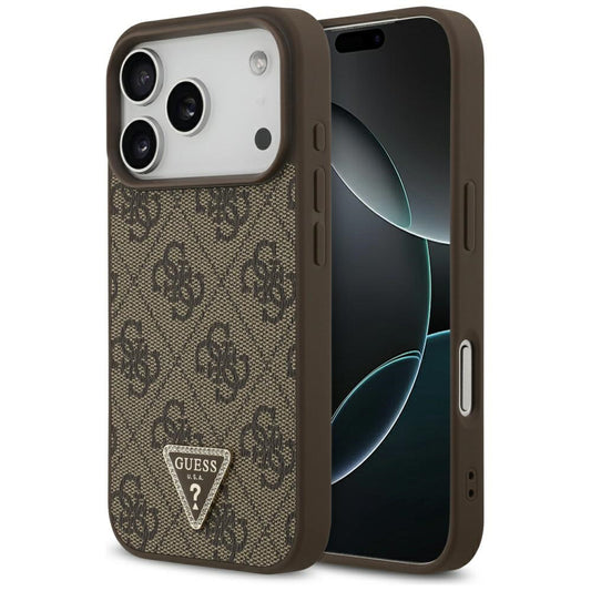 Etui MagSafe dla Apple iPhone 17 Pro, Guess, 4G Triangle Strass, Brązowy