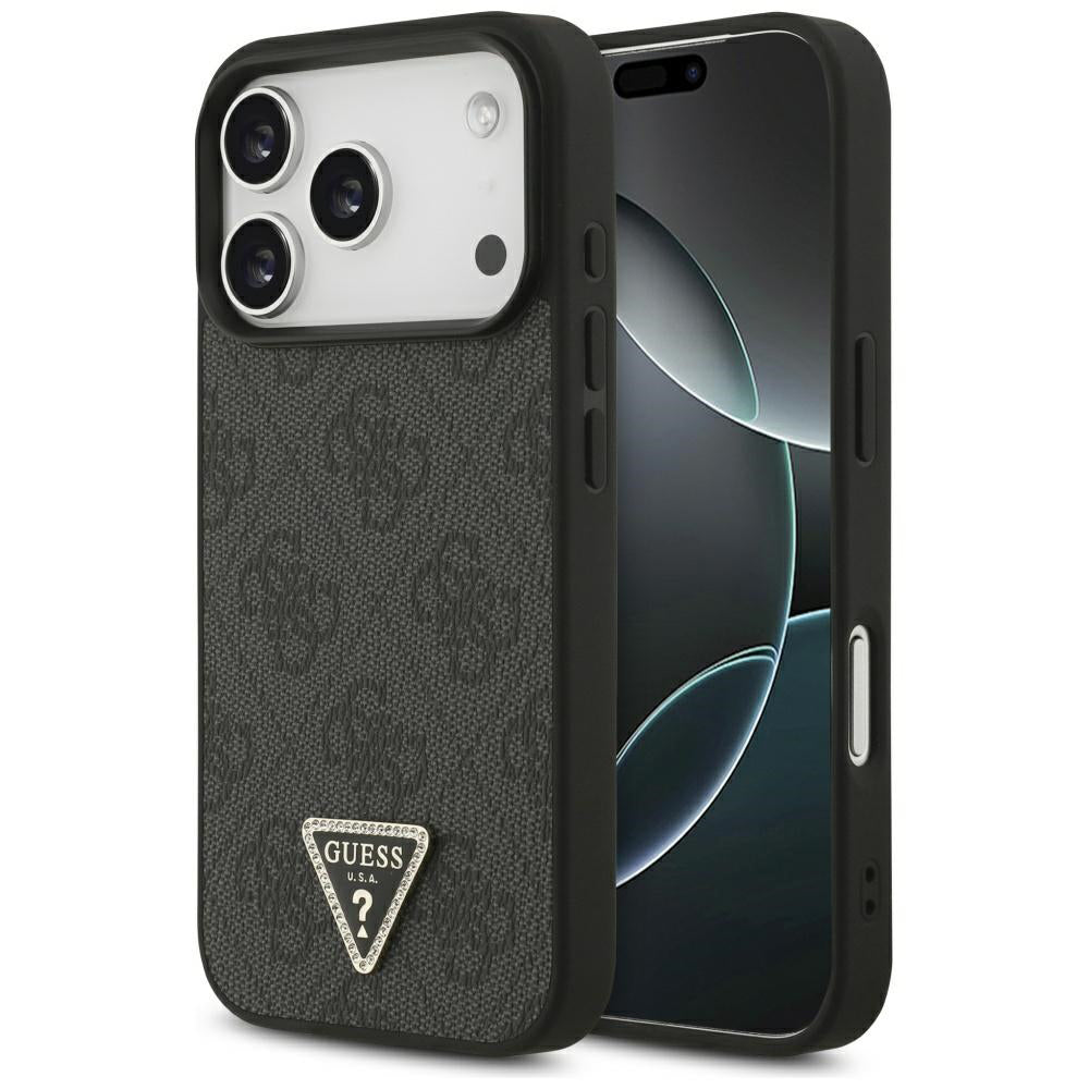 Etui MagSafe dla Apple iPhone 17 Pro, Guess, 4G Triangle Strass, Czarne