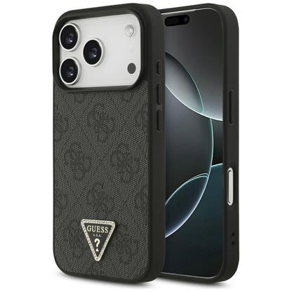 Etui MagSafe dla Apple iPhone 17 Pro, Guess, 4G Triangle Strass, Czarne