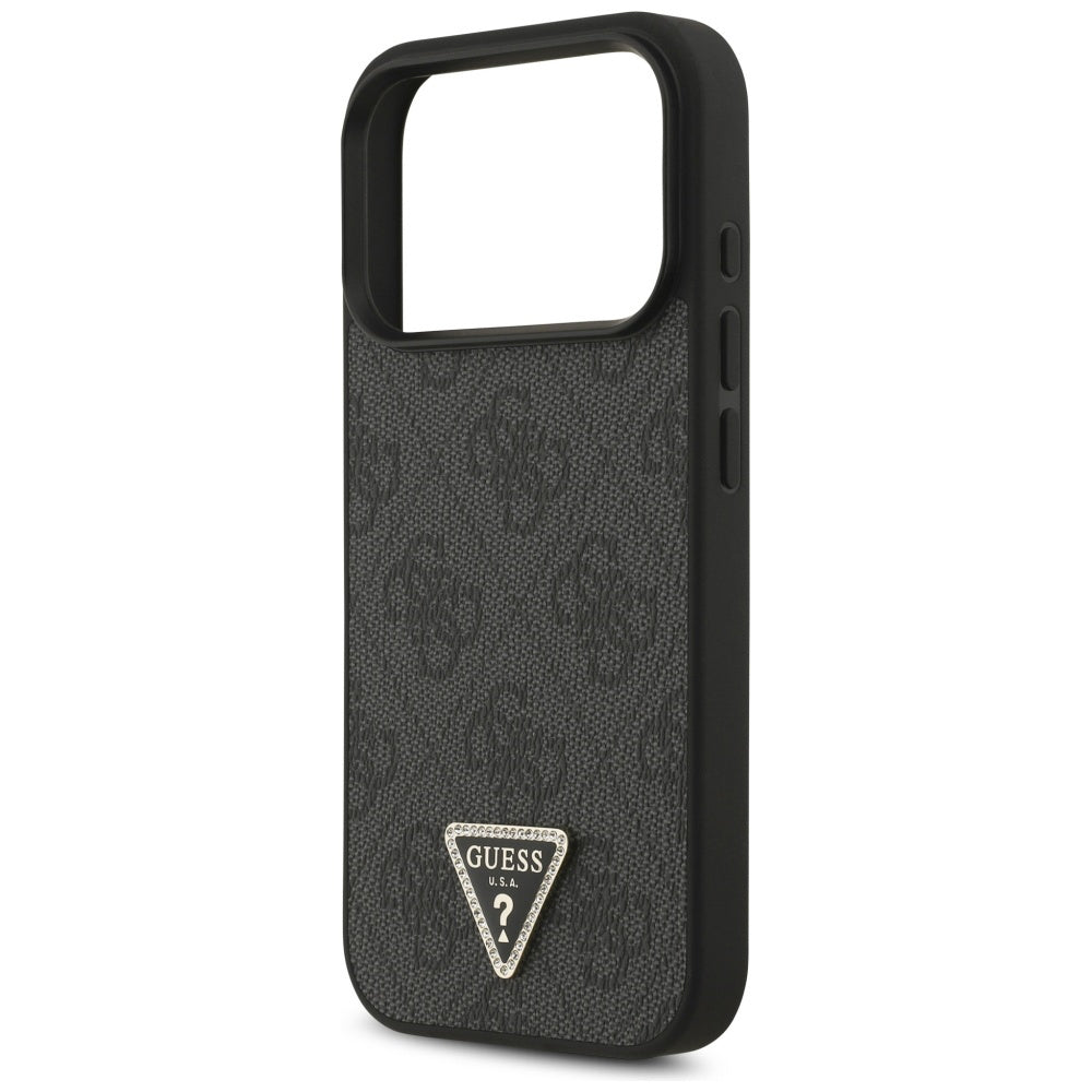 Etui MagSafe dla Apple iPhone 17 Pro, Guess, 4G Triangle Strass, Czarne