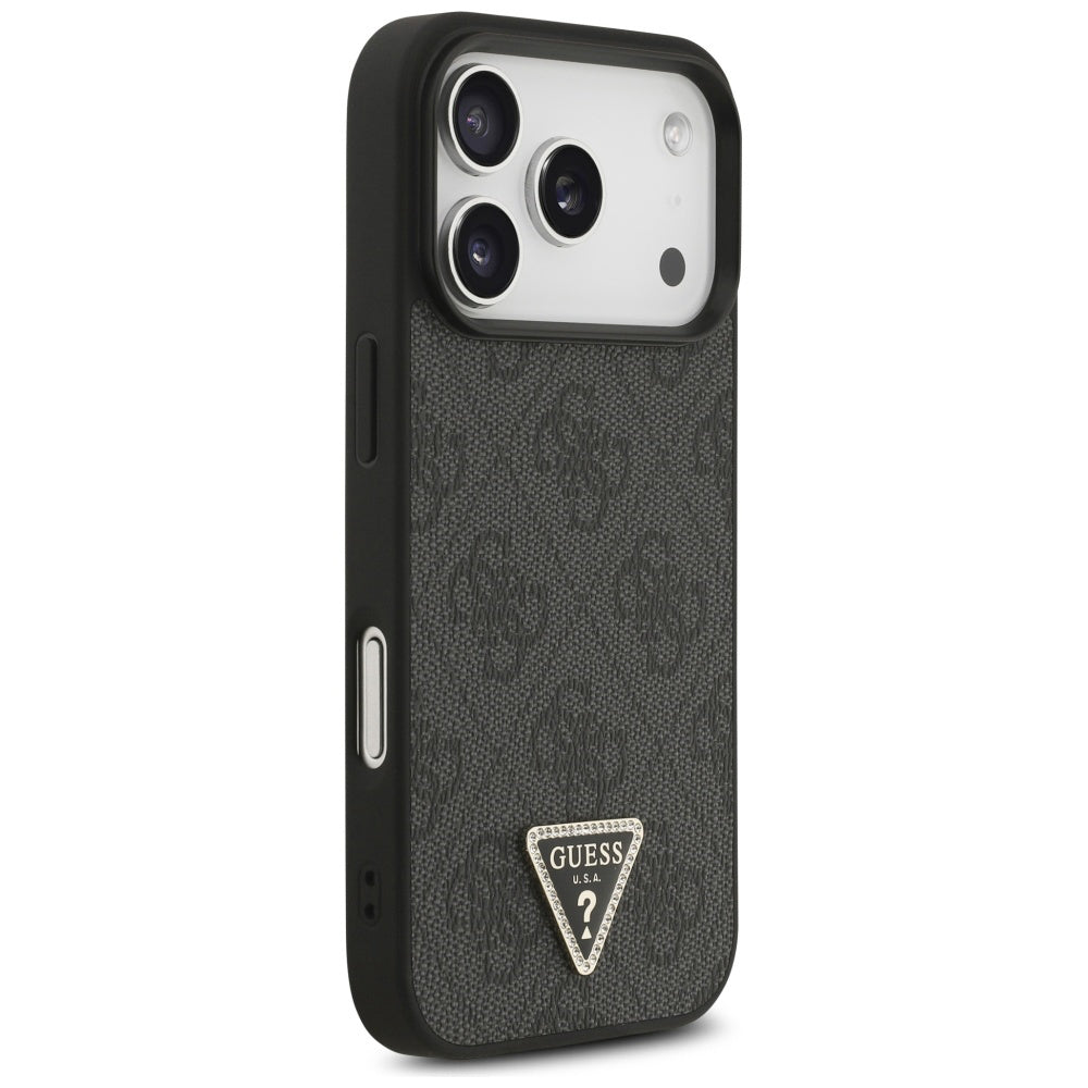 Etui MagSafe dla Apple iPhone 17 Pro, Guess, 4G Triangle Strass, Czarne