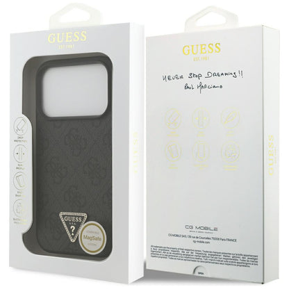 Etui MagSafe dla Apple iPhone 17 Pro, Guess, 4G Triangle Strass, Czarne