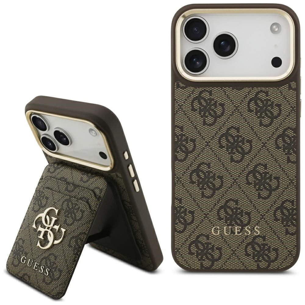 Etui MagSafe dla Apple iPhone 17 Pro, Guess, Cardslot 4G, Brązowy