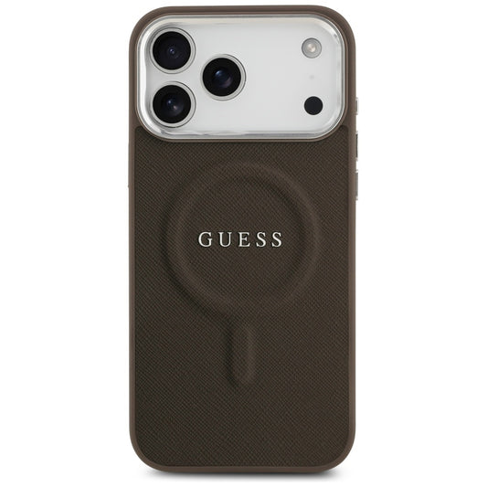 Etui MagSafe dla Apple iPhone 17 Pro, Guess, Classic Logo, Brązowy