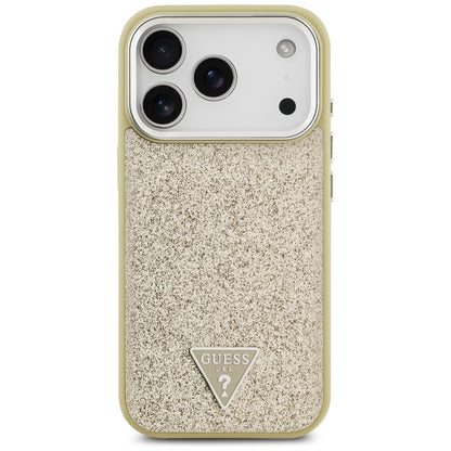 Etui MagSafe dla Apple iPhone 17 Pro, Guess, Glitter Triangle Logo, Złote