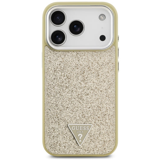 Etui MagSafe dla Apple iPhone 17 Pro, Guess, Glitter Triangle Logo, Złote