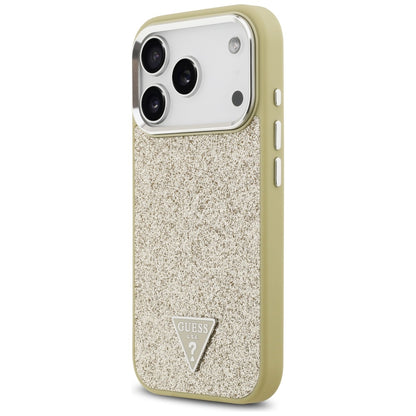 Etui MagSafe dla Apple iPhone 17 Pro, Guess, Glitter Triangle Logo, Złote
