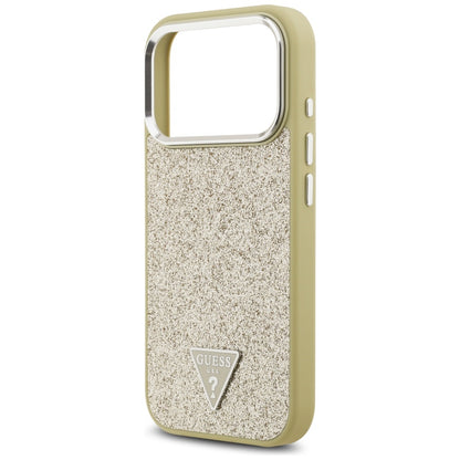 Etui MagSafe dla Apple iPhone 17 Pro, Guess, Glitter Triangle Logo, Złote