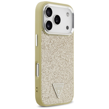 Etui MagSafe dla Apple iPhone 17 Pro, Guess, Glitter Triangle Logo, Złote