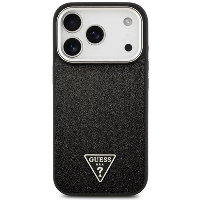 Etui MagSafe dla Apple iPhone 17 Pro, Guess, Glitter Triangle Logo, Czarne