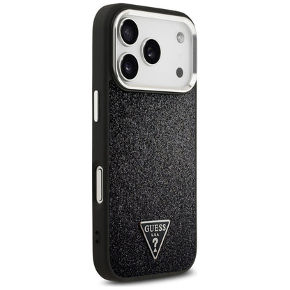 Etui MagSafe dla Apple iPhone 17 Pro, Guess, Glitter Triangle Logo, Czarne