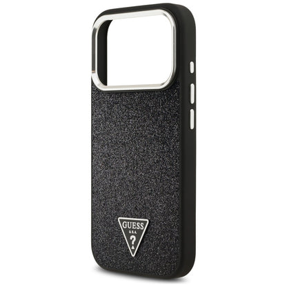 Etui MagSafe dla Apple iPhone 17 Pro, Guess, Glitter Triangle Logo, Czarne
