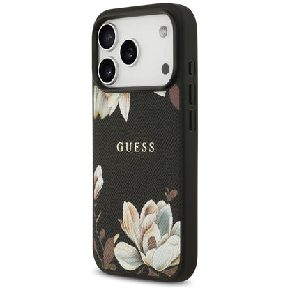 Etui MagSafe dla Apple iPhone 17 Pro, Guess, Grained Flowers, Czarne