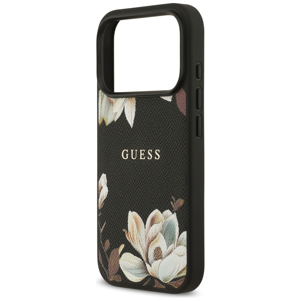 Etui MagSafe dla Apple iPhone 17 Pro, Guess, Grained Flowers, Czarne