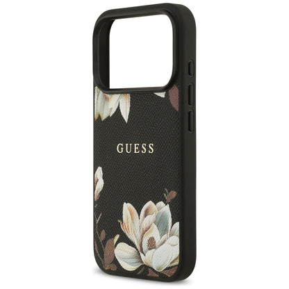 Etui MagSafe dla Apple iPhone 17 Pro, Guess, Grained Flowers, Czarne