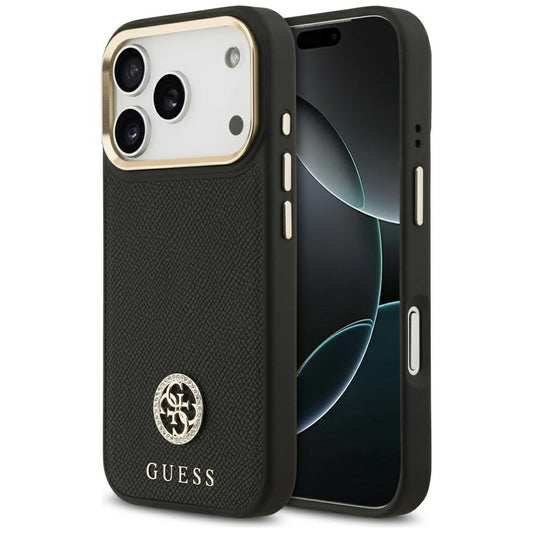 Etui MagSafe dla Apple iPhone 17 Pro, Guess, Grained Strass Logo, Czarne