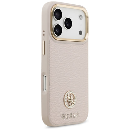 Etui MagSafe dla Apple iPhone 17 Pro, Guess, Grained Strass Logo, Różowy
