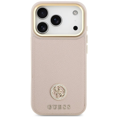 Etui MagSafe dla Apple iPhone 17 Pro, Guess, Grained Strass Logo, Różowy
