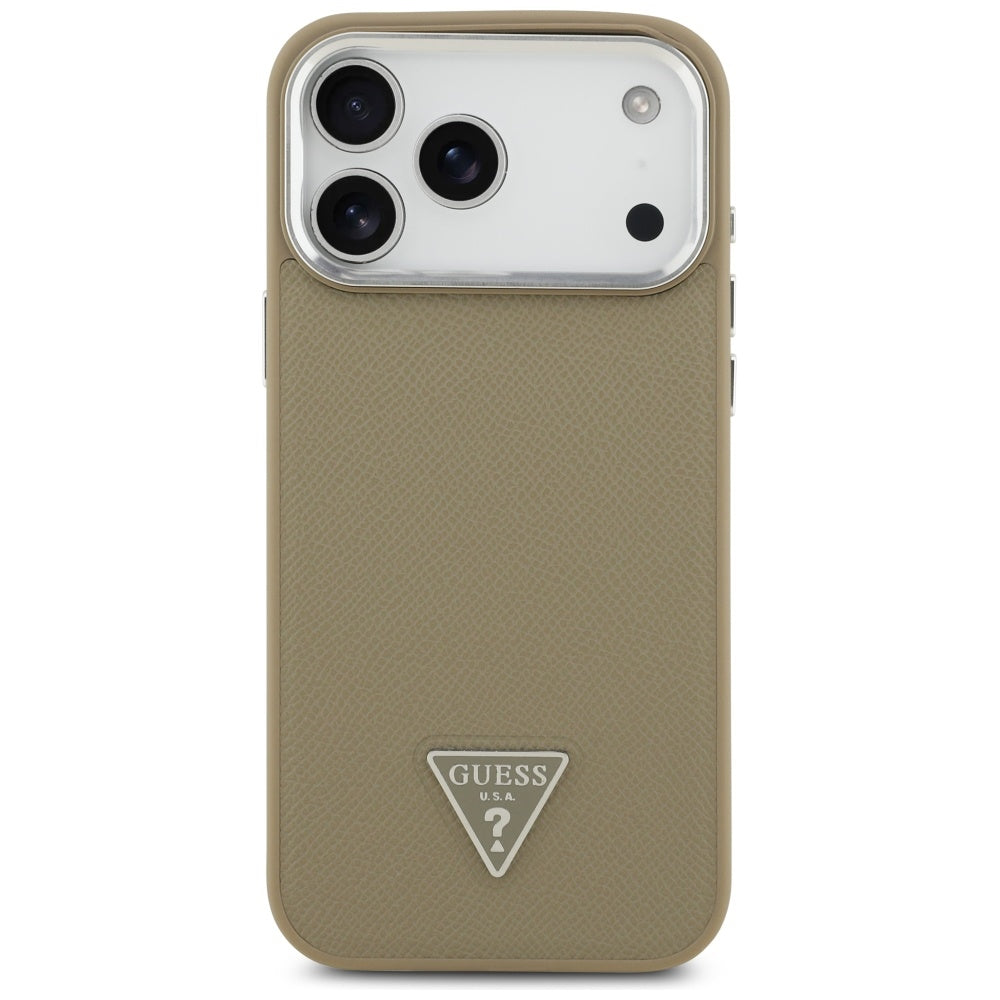 Etui MagSafe dla Apple iPhone 17 Pro, Guess, Grained Triangle Logo, Brązowy