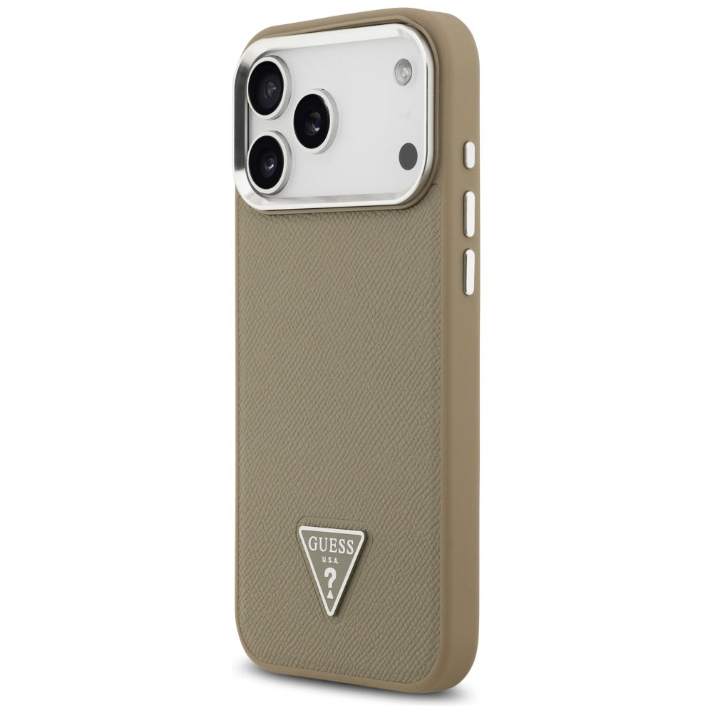 Etui MagSafe dla Apple iPhone 17 Pro, Guess, Grained Triangle Logo, Brązowy
