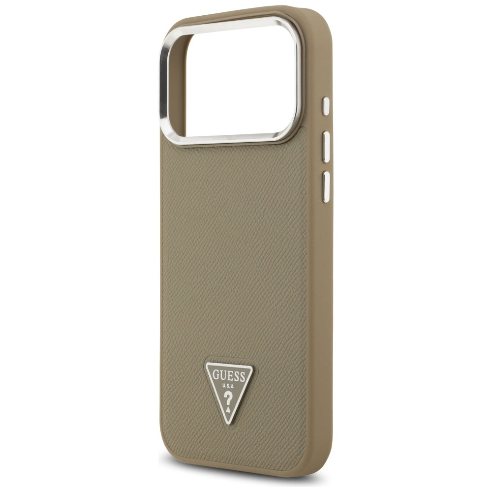 Etui MagSafe dla Apple iPhone 17 Pro, Guess, Grained Triangle Logo, Brązowy