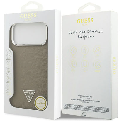 Etui MagSafe dla Apple iPhone 17 Pro, Guess, Grained Triangle Logo, Brązowy