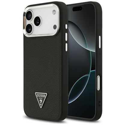 Etui MagSafe dla Apple iPhone 17 Pro, Guess, Grained Triangle Logo, Czarne