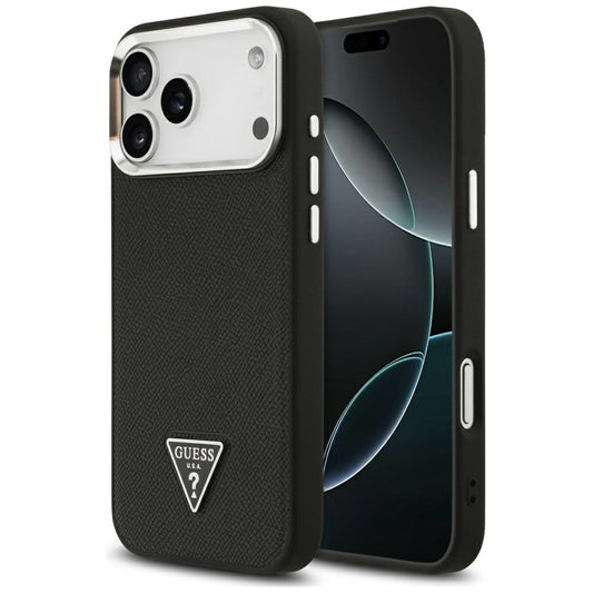 Etui MagSafe dla Apple iPhone 17 Pro, Guess, Grained Triangle Logo, Czarne