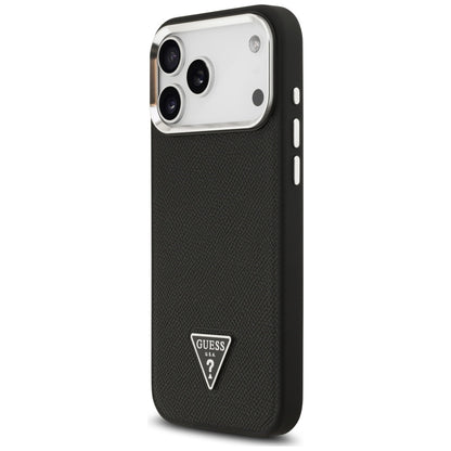 Etui MagSafe dla Apple iPhone 17 Pro, Guess, Grained Triangle Logo, Czarne