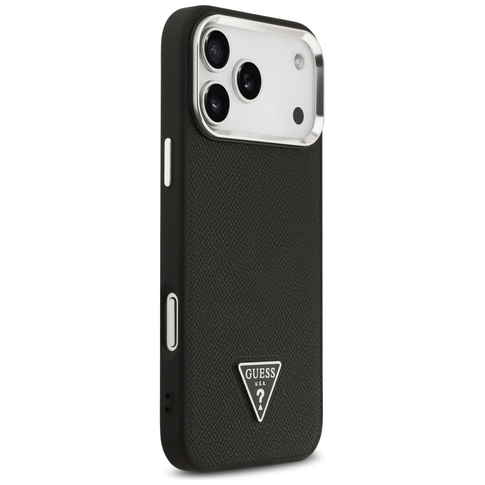 Etui MagSafe dla Apple iPhone 17 Pro, Guess, Grained Triangle Logo, Czarne