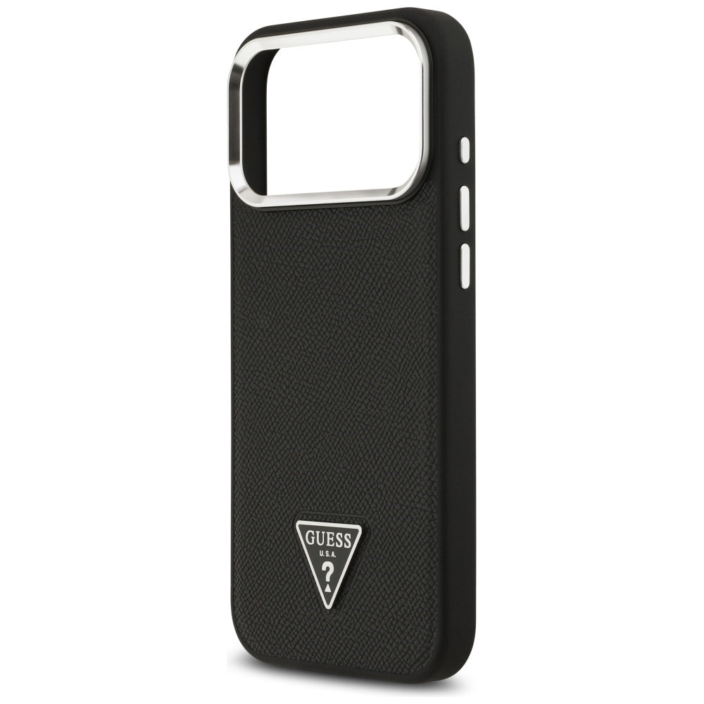 Etui MagSafe dla Apple iPhone 17 Pro, Guess, Grained Triangle Logo, Czarne