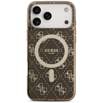 Etui MagSafe dla Apple iPhone 17 Pro, Guess, IML 4G Background, Brązowy