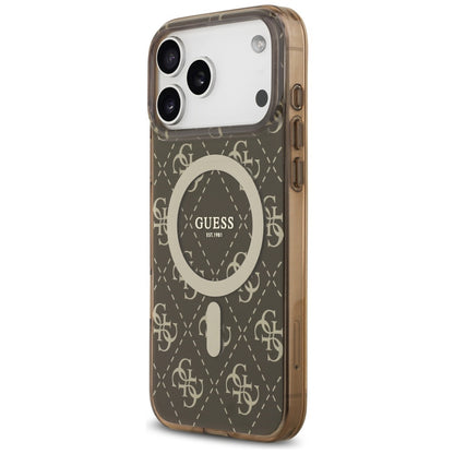 Etui MagSafe dla Apple iPhone 17 Pro, Guess, IML 4G Background, Brązowy