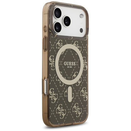 Etui MagSafe dla Apple iPhone 17 Pro, Guess, IML 4G Background, Brązowy