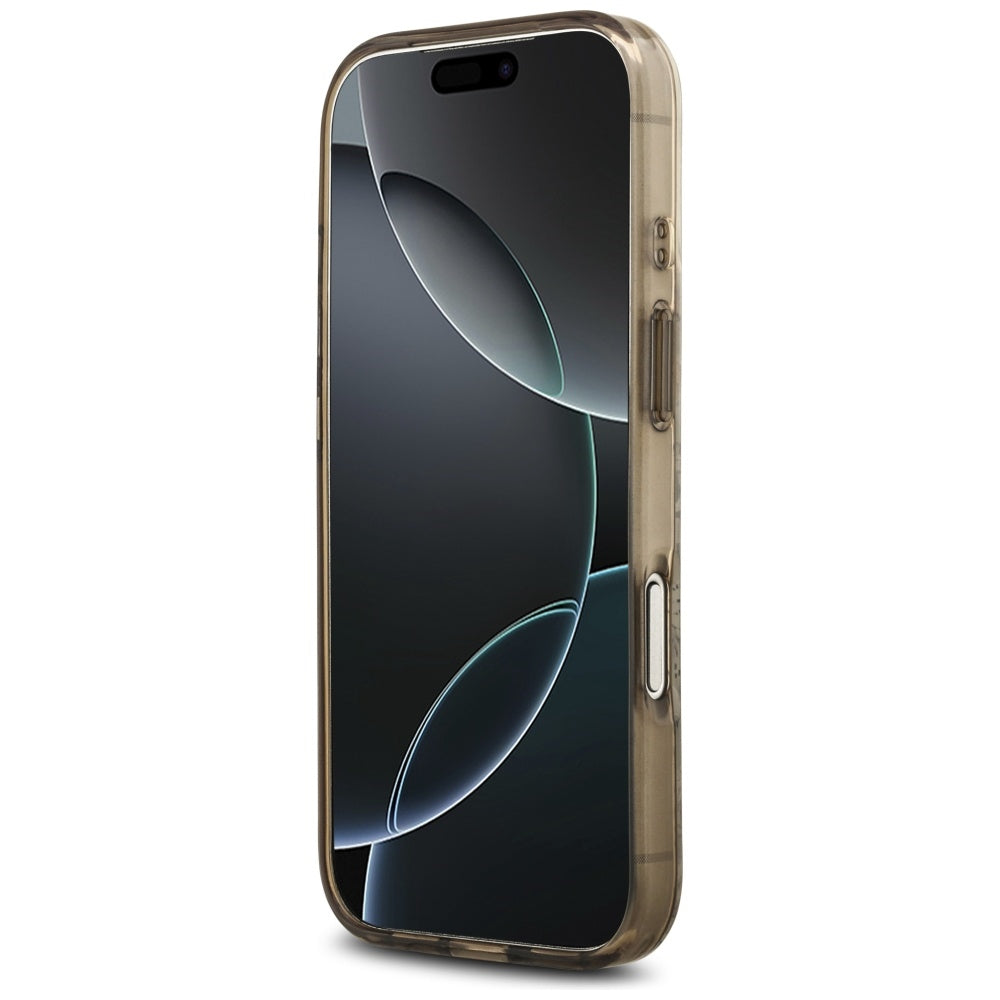 MagSafe Case for Apple iPhone 17 Pro, Guess, IML Flower and Tonal Circle, Brown