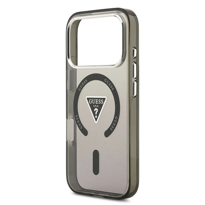 Etui MagSafe dla Apple iPhone 17 Pro, Guess, IML Gradient Triangle Logo, Czarne Srebrne