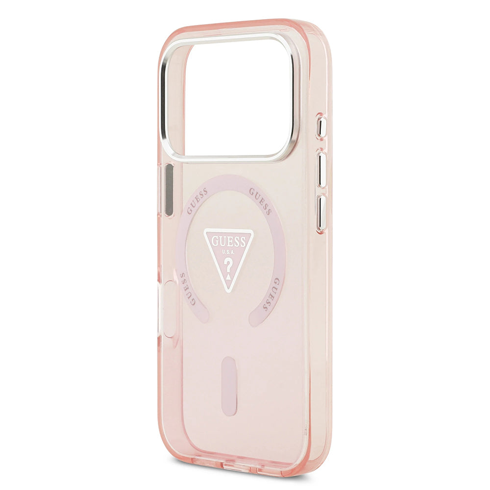 MagSafe Case for Apple iPhone 17 Pro, Guess, IML Gradient Triangle Logo, Pink