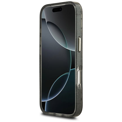 Etui MagSafe dla Apple iPhone 17 Pro, Guess, IML Metal Glitter Flowers Triangle, Czarne