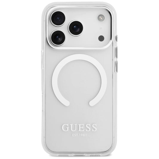 Etui MagSafe dla Apple iPhone 17 Pro, Guess, Metal Outline, Srebrne