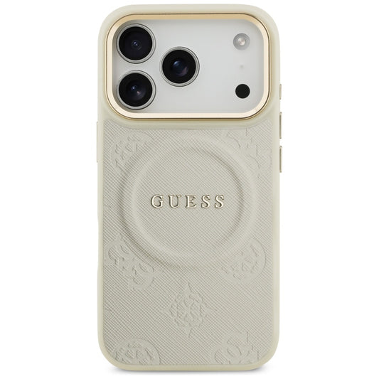 Etui MagSafe dla Apple iPhone 17 Pro, Guess, Peony Hot Stamp, Beżowy