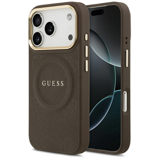 Etui MagSafe dla Apple iPhone 17 Pro, Guess, Peony Hot Stamp, Brązowy
