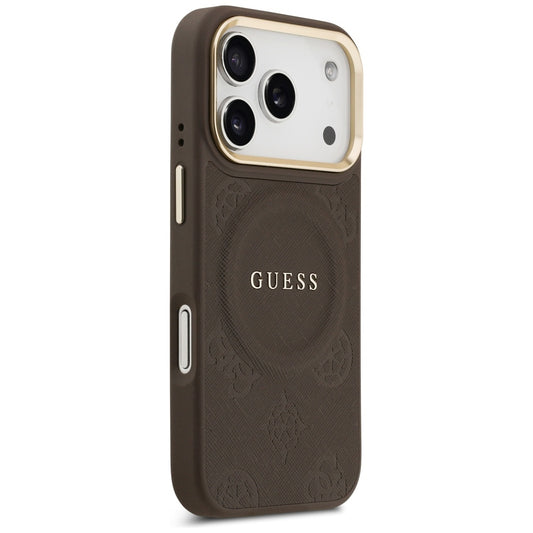 Etui MagSafe dla Apple iPhone 17 Pro, Guess, Peony Hot Stamp, Brązowy