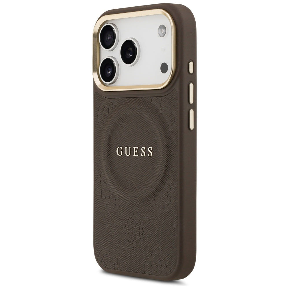 MagSafe Case for Apple iPhone 17 Pro, Guess, Peony Hot Stamp, Brown