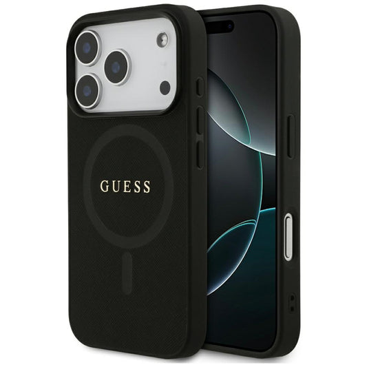 Etui MagSafe dla Apple iPhone 17 Pro, Guess, Saffiano Classic Logo, Czarne