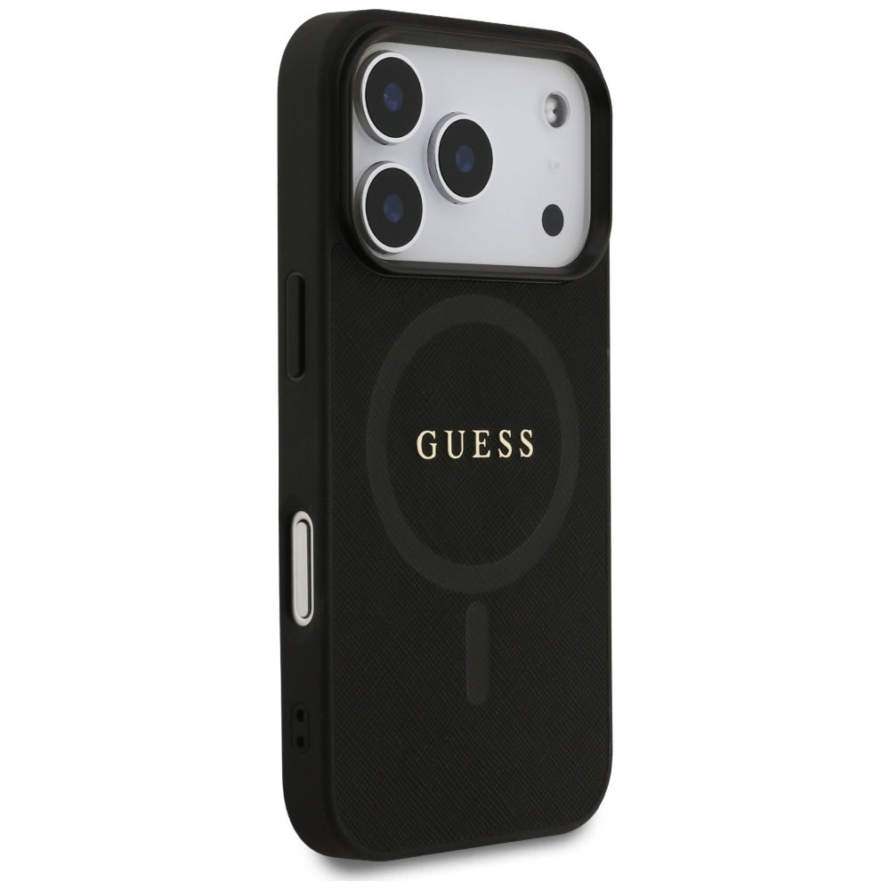 Etui MagSafe dla Apple iPhone 17 Pro, Guess, Saffiano Classic Logo, Czarne