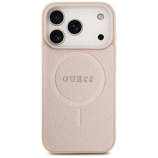 Etui MagSafe dla Apple iPhone 17 Pro, Guess, Saffiano Classic Logo, Różowy