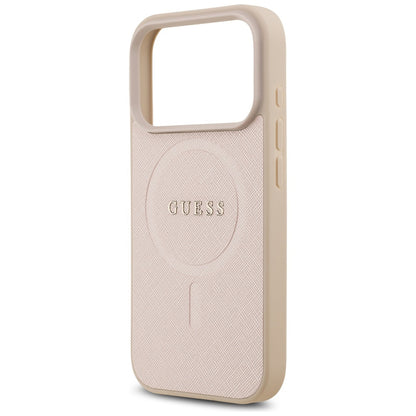 Etui MagSafe dla Apple iPhone 17 Pro, Guess, Saffiano Classic Logo, Różowy