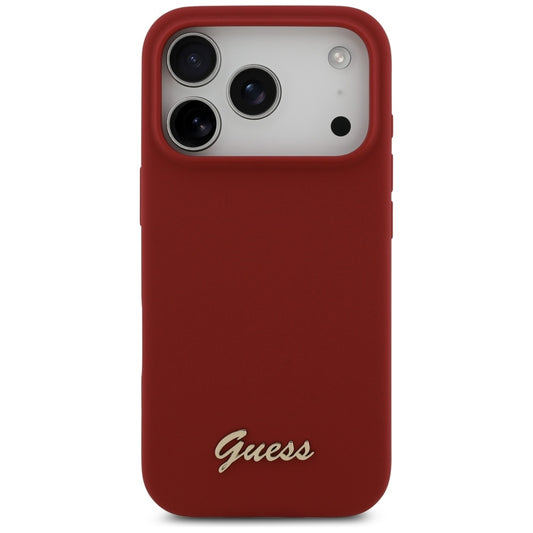 Etui MagSafe dla Apple iPhone 17 Pro, Guess, Script Metal Logo, Różowe